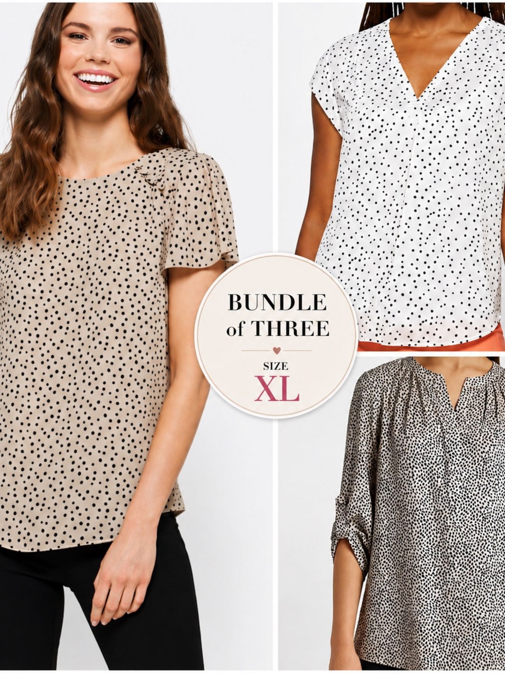 NWT🌷Bundle 3 Stitch Fix Blouses XL (2 short-sleeve + 1 long-sleeve)